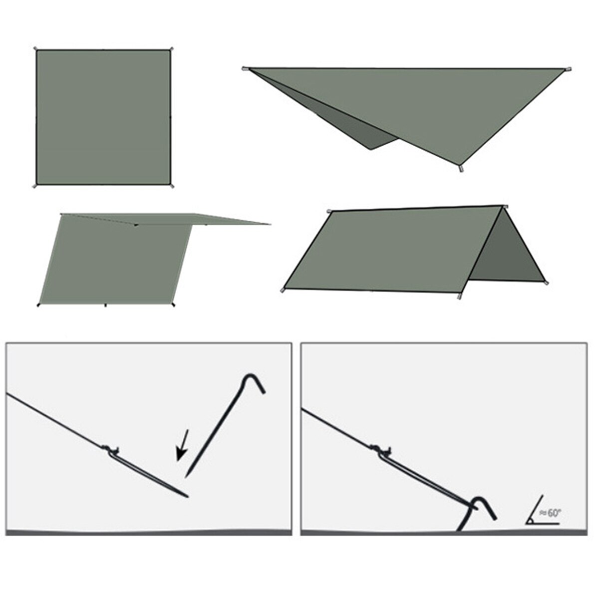 Cheap Goat Tents Outdoor Waterproof UV Resistant Camping Tarp Folding Tent Beach Shade Tarp Multifunctional Sunscreen Beach Pergola Shade Tent Tents 